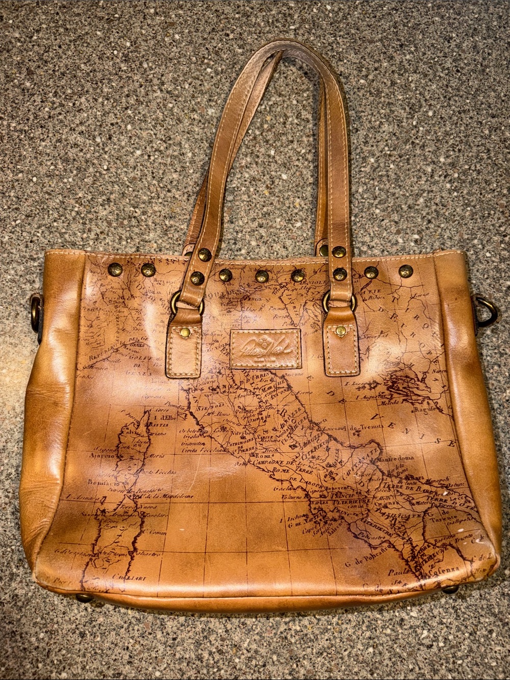 Patricia Nash Leather Map-Print Tote Bag